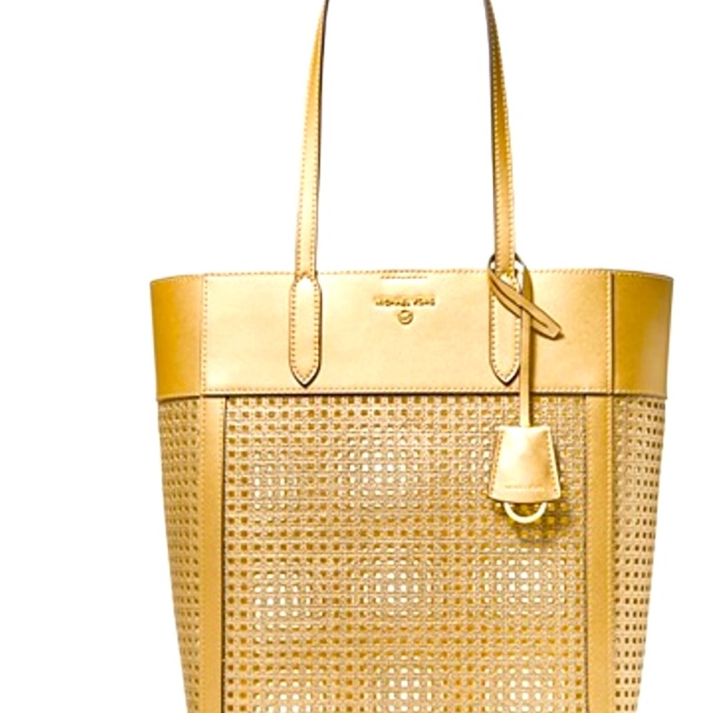 Sinclair Large Perforated Metallic Leather Tote Bag